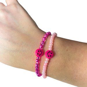 Pink Breast Cancer Inspiring Words and Smiley Faces - Family Bracelet Gifts
